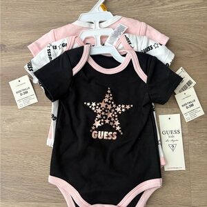 Guess Baby Bodysuit Set - Pink and White and Black